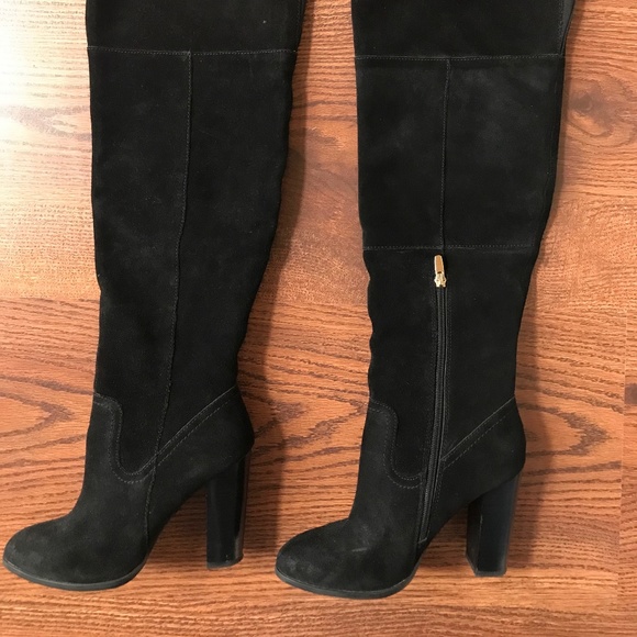 aldo black suede knee high boots